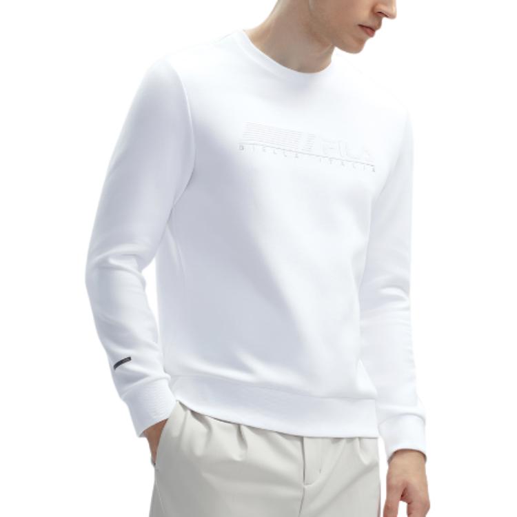 Fila Letter Print Casual Pullover Knit Sweatshirt Men Sweatshirt White F11M412207F-WT