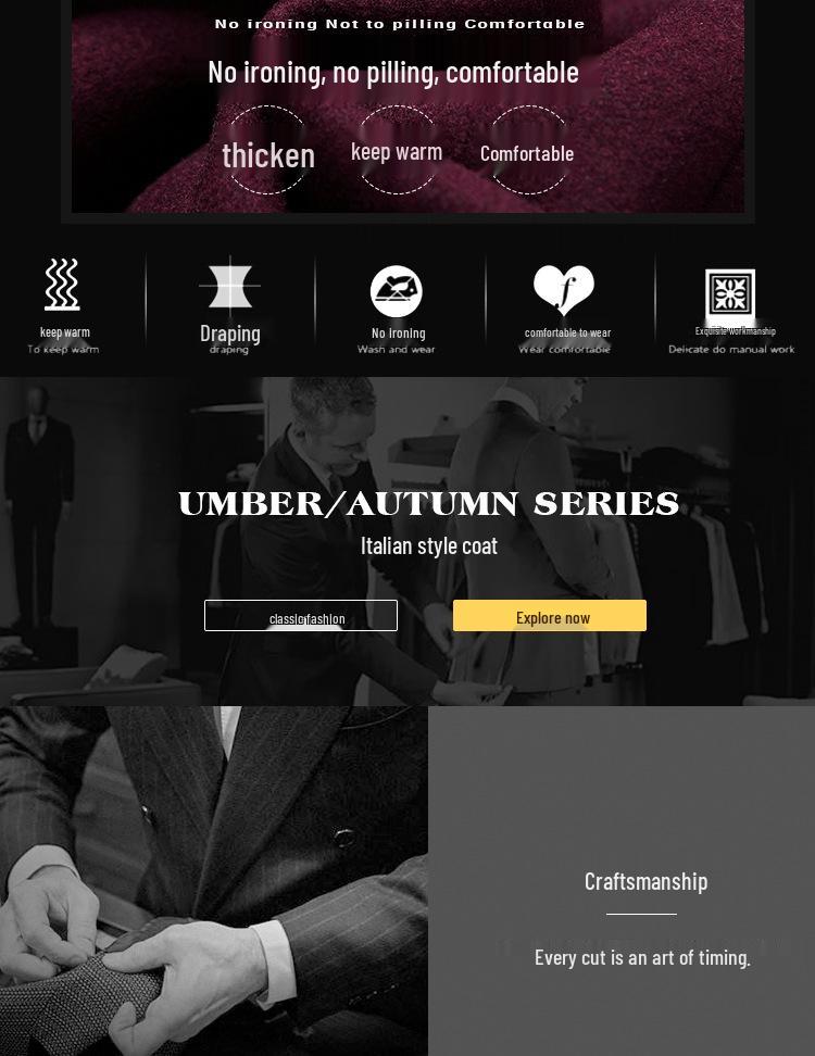 Men's Single-Breasted Wool Blazer - 2025 Autumn/Winter Business Casual Jacket