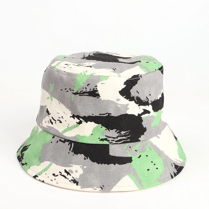 

New Arrival Camouflage Bucket Hat Men s and Women s Fashion Graffiti Color Matching Sun Protection Sun-Proof Basin Hat Outdoor Casual Sun Hat Tide Green M(56-58cm)