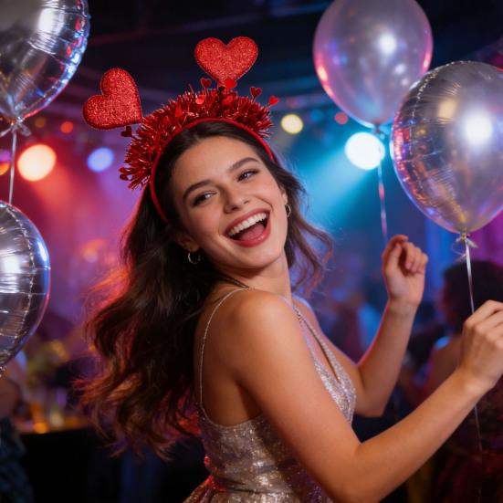 Yousheng Haarreif Romantischer roter Herzdekor Stirnband Valentinstag Hochzeiten Partys Liebe ausdrücken Geschenk Haarschmuck