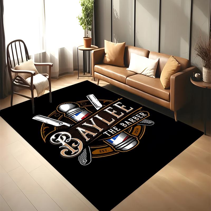 15 Size Barber Shop Retro Signage Area Rug Large Carpet Rug for Living Room Bedroom Kitchen Bathroom Bedside Play Anti-slip Mat