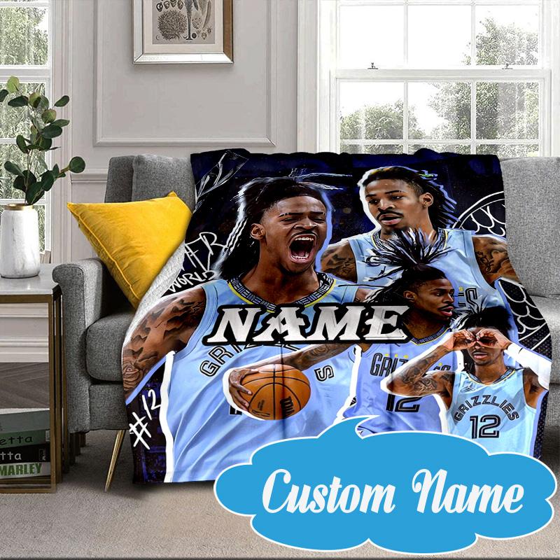 Custom Name Morant Team Spirit Blanket Bed Sofa Blanket Flannel Blanket for Camping, Hiking, Picnic Essentials,gift for Fan Family