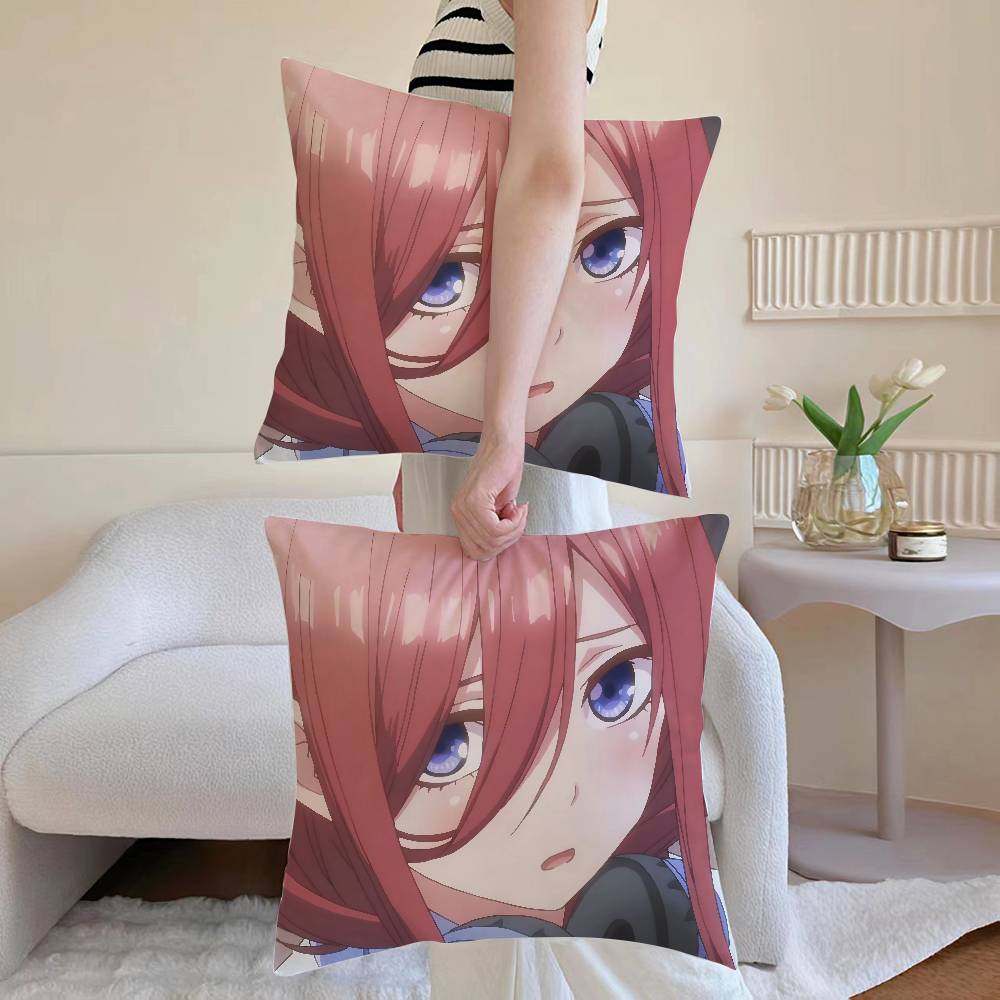M-Miku Nakano Pillow Case Anti-dustmite Pillowcase Invisible zipper silky Sofa cushion cover