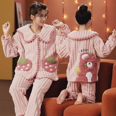 Pigiama in Flanella Cartoni Animati Accogliente per Bambine e Mamma: Simpatico pigiama coordinato genitore-figlio per le stagioni fredde