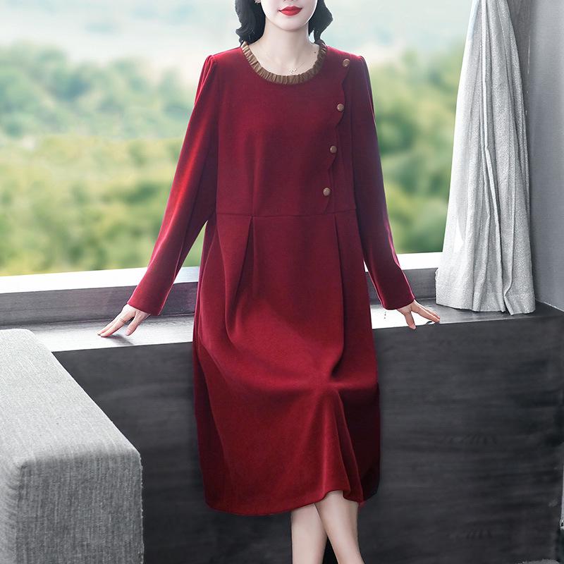 

Весна 2025 Шикарное шелковое платье-кардиган для инфлюенсеров Женское больших размеров 2XL (140-160 jin) красный