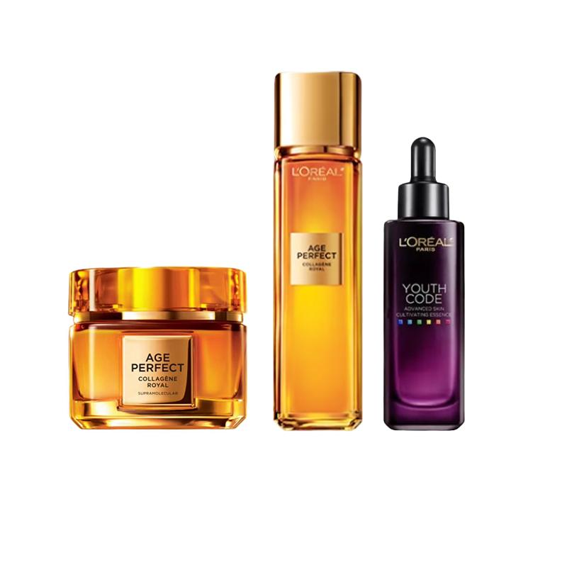 Loreal Paris Collagen Little Honey Pot Skin Care Set - Three-piece set Little Honey Pot Essence Water 130ml Fourth Generation Black Essence 50ml Lit чёрный