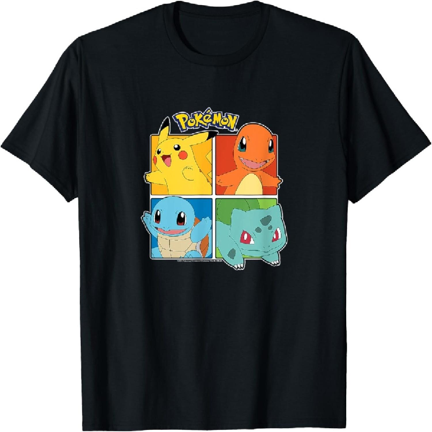 

Pokémon - Pikachu Charmander Squirtle Bulbasaur Squares T-Shirt XXXXXL різнокольоровий