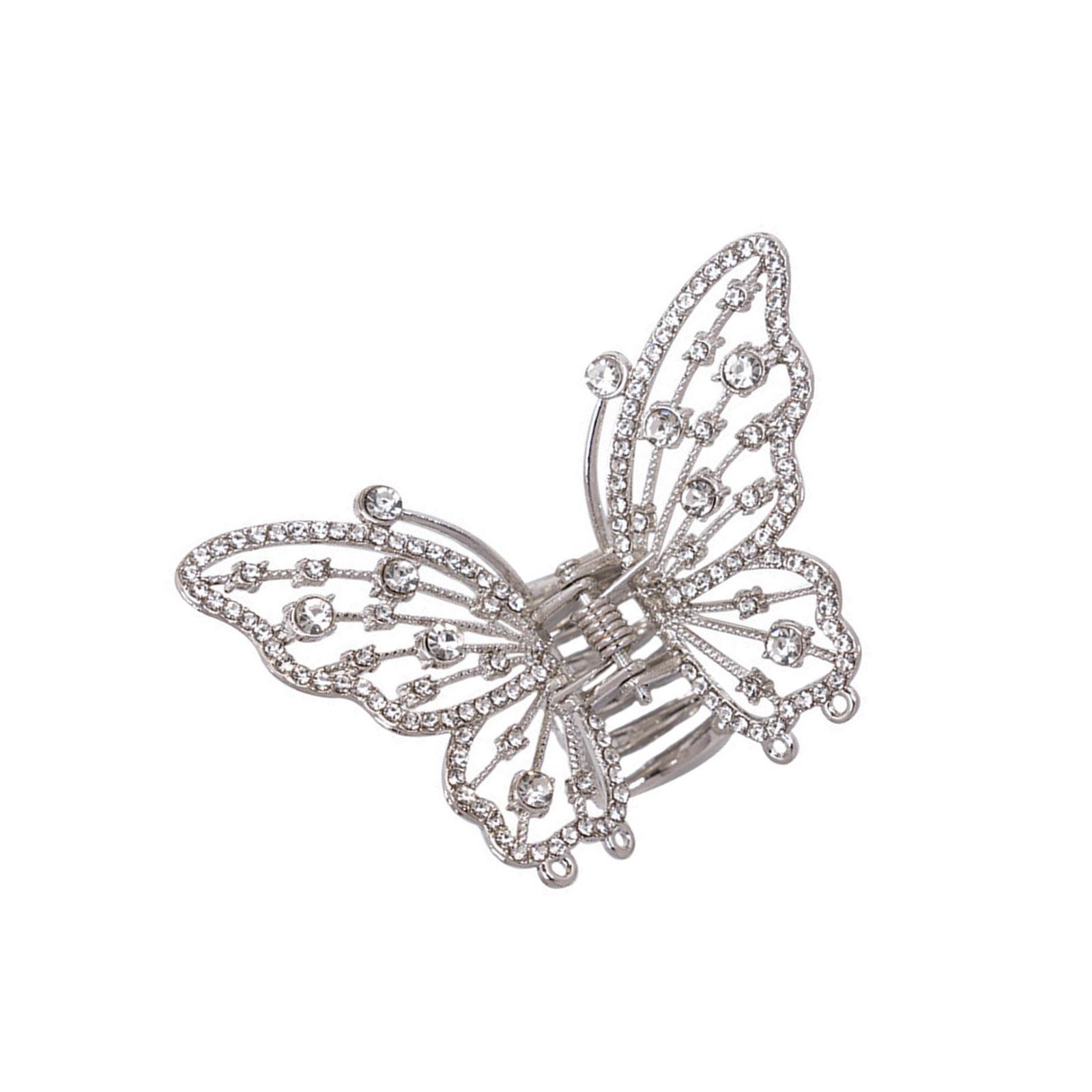 

Luxurious Rhinestones Studded Metal Hair Claw For Updos Ponytails Formal Event Fashion Hairpiece Props серебряный