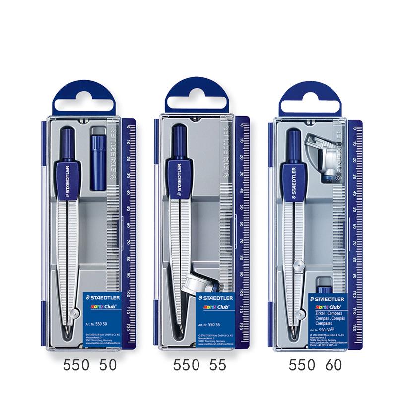 STAEDTLER 550 Student Blunt-Point Safe Needle Compass with Scale Ruler