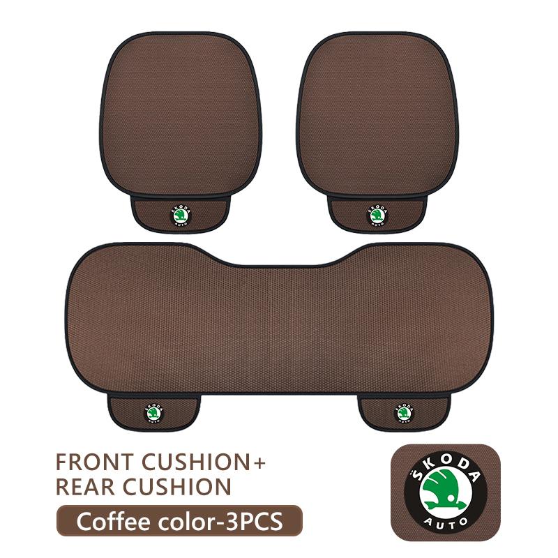 AES1 For Skoda Breathable Car Seat Cover Ice Silk Summer Car Seat Cushion Protector Kodiaq Fabia Kamiq Karoq Octavia 2 3 Rapid Scala