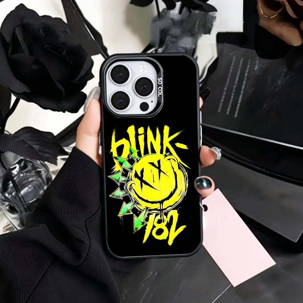 Punk B-Blink-182 B-Band Phone Case For iPhone17,16,15,14,13,12,11 Plus,Pro Max Colored Silver Plated Inside Cover