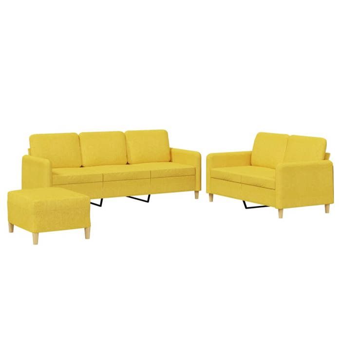 VidaXL Ensemble de canapés 3 pcs avec coussins Jaune clair Tissu 3202131