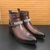 Fashionable Pointed Men'S High Top Chelsea Boots Brand Comfortable Business Casual Boots Street Man Motorcycle Boots Sizes 38-46