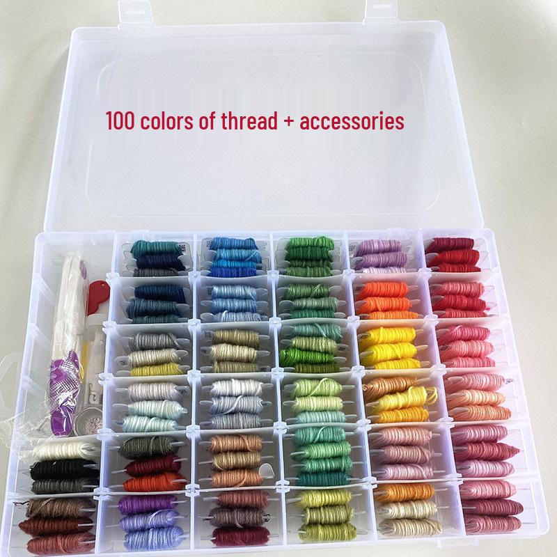 

Набор для вышивания крестом 36/50/100 цветов с предварительно намотанными бобинами и мулине в коробке