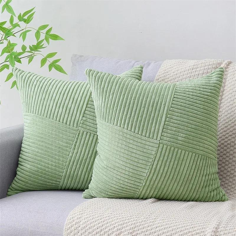 

Spring Cushion Cover Striped Windmill Textured Throw Pillow Cases 45x45CM Luxury Patchwork Soft Corduroy Pillowcase for Sofa Bed 40x40CM 1Pcs