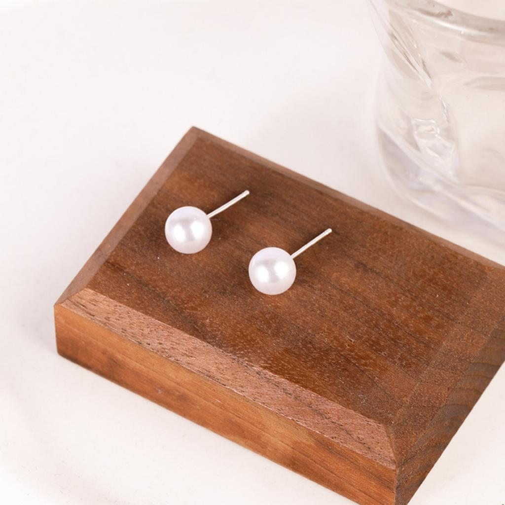 Sterling Silver Stud Earrings Simple Round Pearl Design Minimalist Korean Style Classic Everyday Wear Jewelry for Women Girls