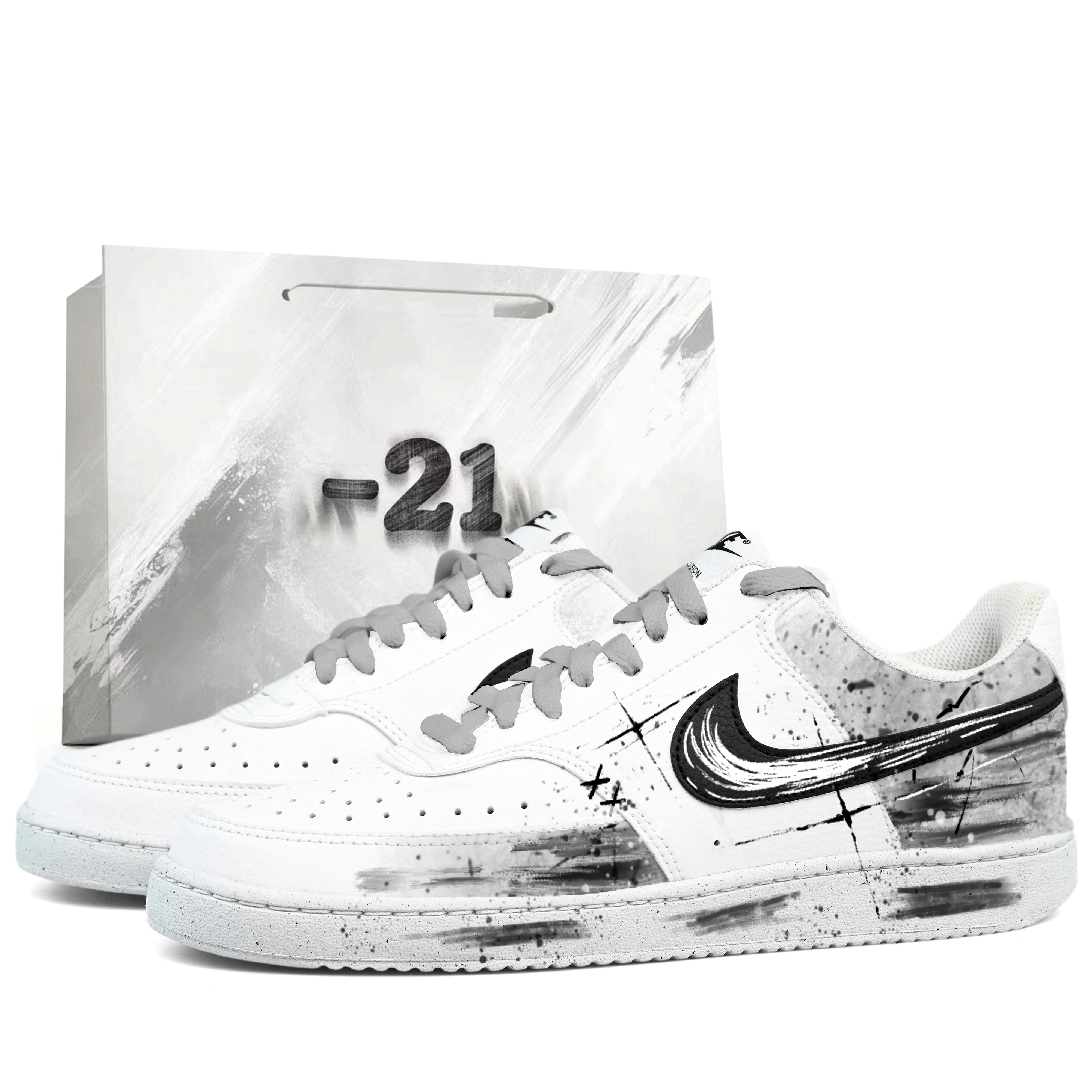 

Nike Court Vision 1 Low top Skateboard Shoes Men s White Black DH2987-101(Team1599-BOX) 45