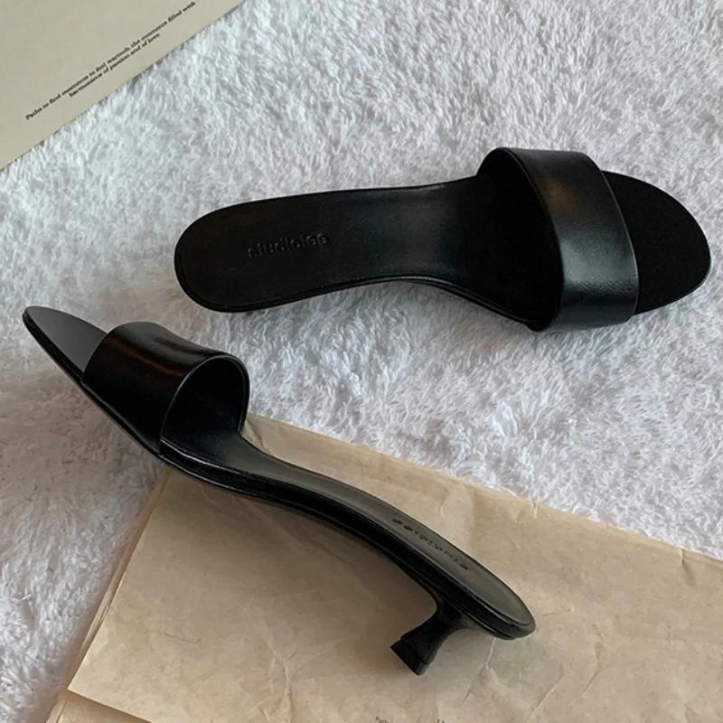 

Распродажа женской обуви, модные летние женские тапочки, уличные, однотонные, с открытым носком, на среднем каблуке, для платья, для работы в офисе 36