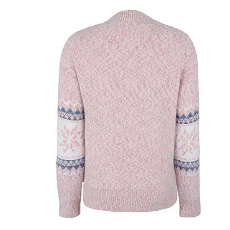 2024 Autumn and Winter Fashion Christmas Snowflake Pattern Semi-turtleneck Sweater Pullover Women's Clothing