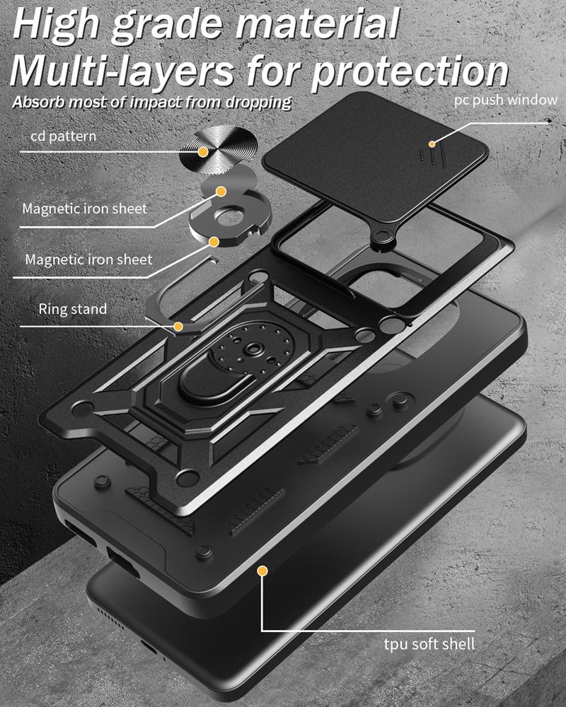 For POCO F7 Pro Case Car Magnetic Ring Stand Holder Phone Case For Xiaomi Mi Poco F7 Pro F7Pro Slide Camera Armor Back Cover