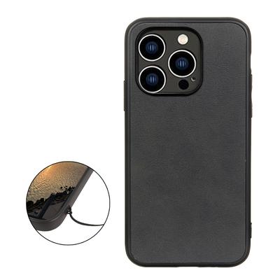 For iPhone 15 Pro Max PC+TPU+PU Leather Anti-Scratch Phone Case Cowhide Texture Back Cover