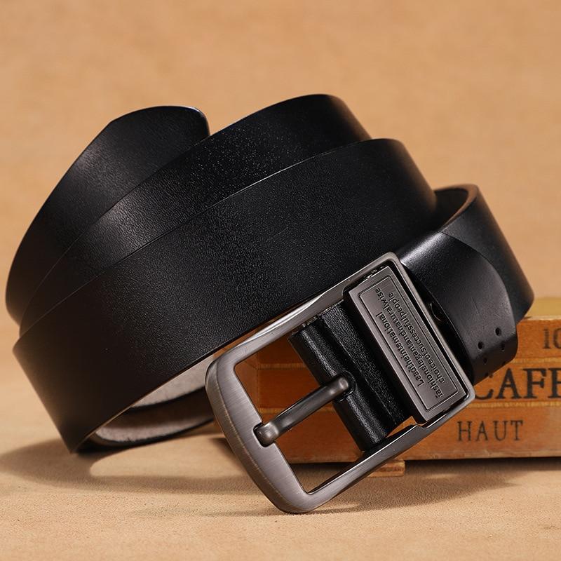 Men Alloy Letter Pin Buckle Genuine Leather Belt High Quality Cowskin Belts Strap