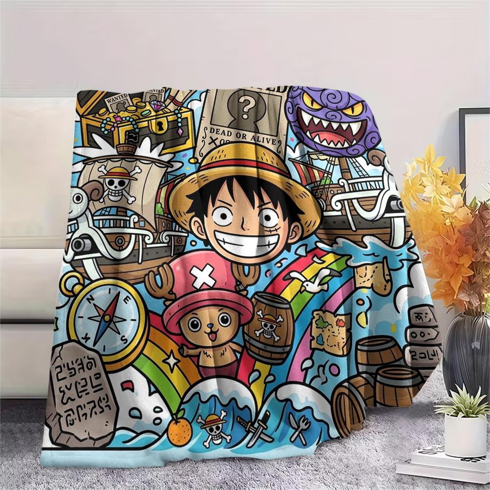 One Piece Luffy Print Flannel Blanket, Ultra Soft High Quality All Seasons Warm Throw, Home Decor Cozy Blanket, Perfect Christmas Gift