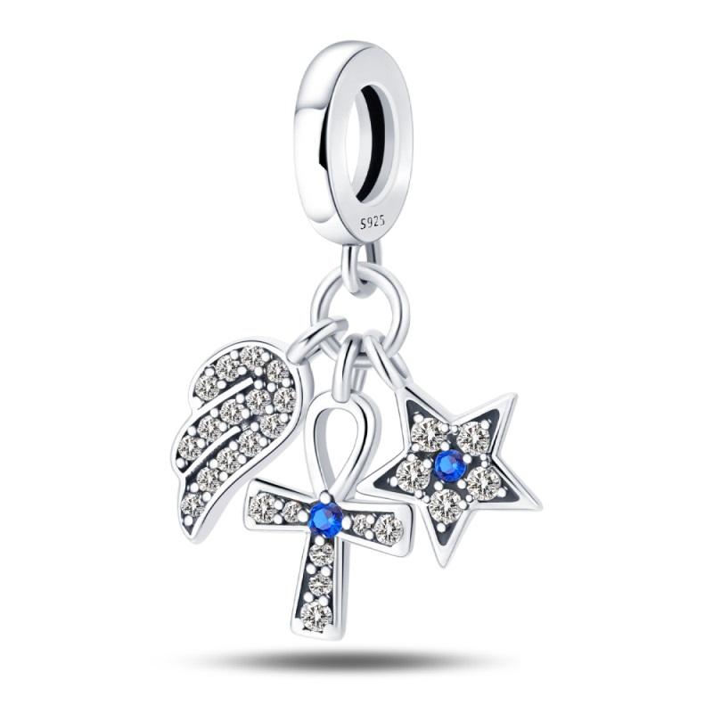 925 Silver Nossa Senhora Aparecida Dangle Cross Charms Pendants Fit Qikaola Bracelets DIY Jewelry For Women