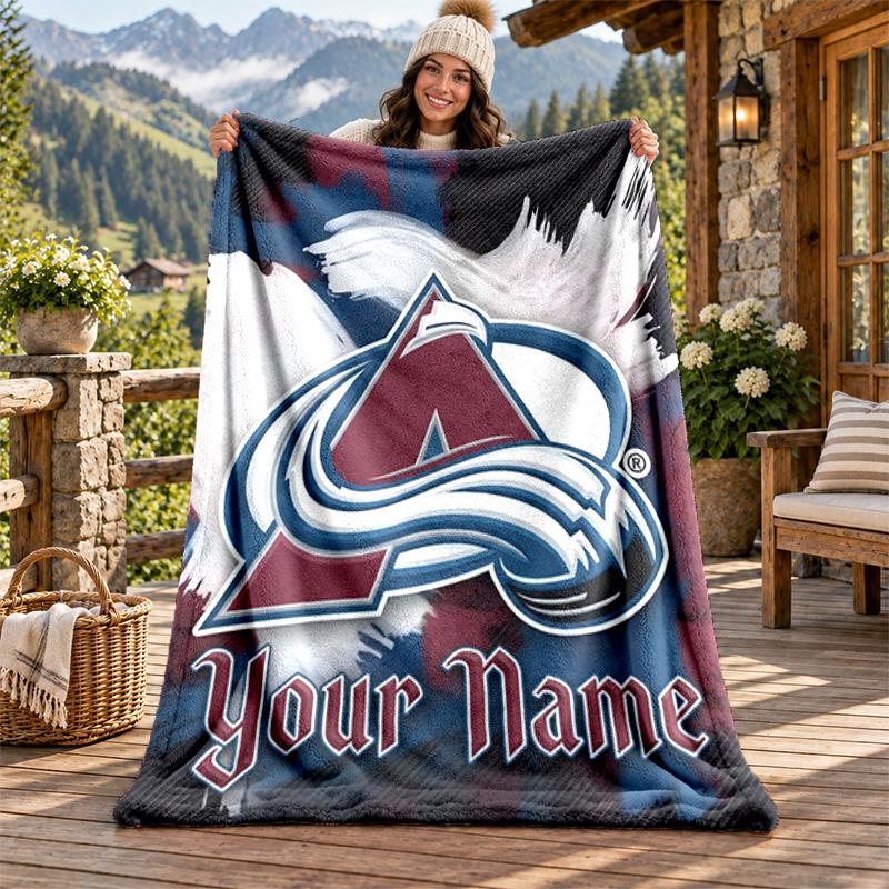 Colorado Avalanche Benutzerdefinierter Name Flanelldecke Personalisierte Weiche Warme Plüschdecke Personalisierte Geschenkidee für Familie Freunde