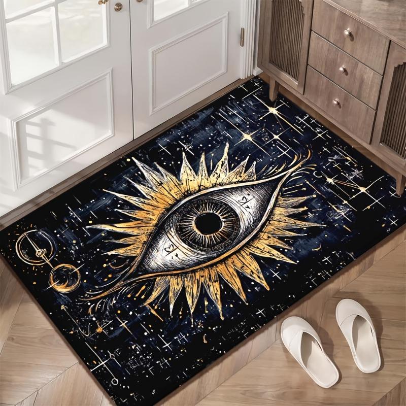 Evil Eye Pattern Floor Mat Outdoor Decoration Door Mat Flannel Material Wear Resistant Office Mat Balcony Carpet Entrance Mat