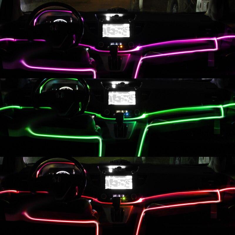 Car Interior Lights Decorative Ambient Lamp 64 Color Multiple Mode Sound Control USB Optical Fiber Neon Atmosphere Light