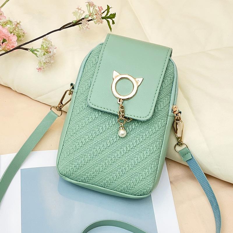Mobile phone bag women's fashion women's shoulder bag fresh and sweet embossed messenger bag
