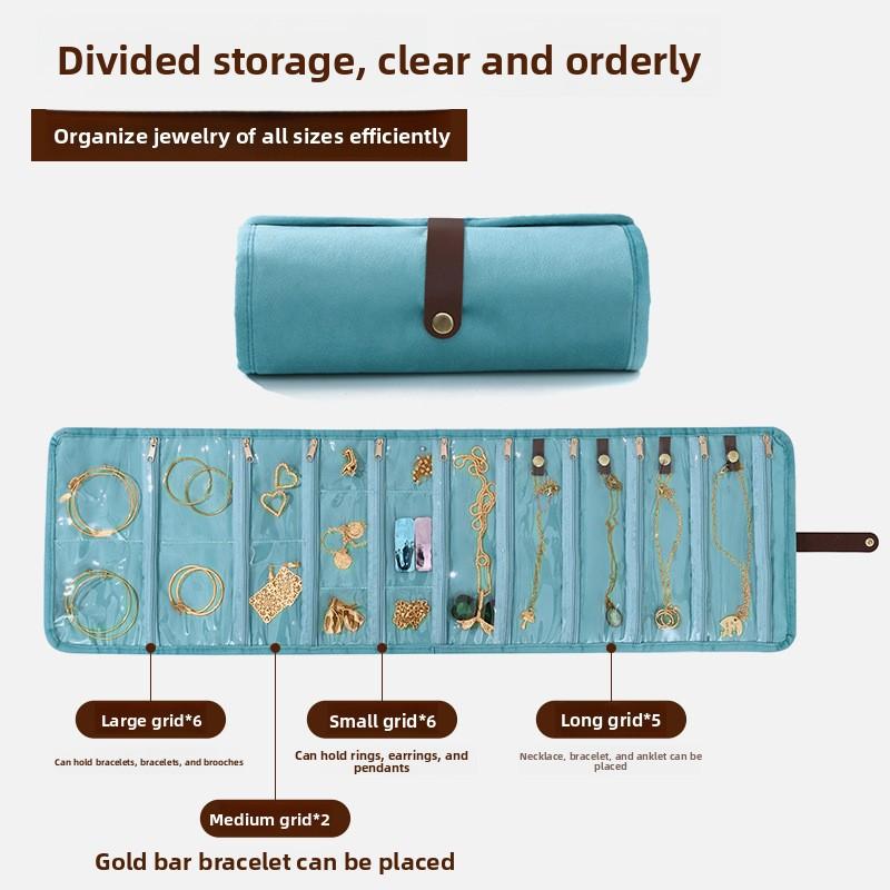 1PC Jewelry Storage Bag Multi Layer Earrings Necklace Organizer Portable Roll Up Design Travel Accessories Pouch
