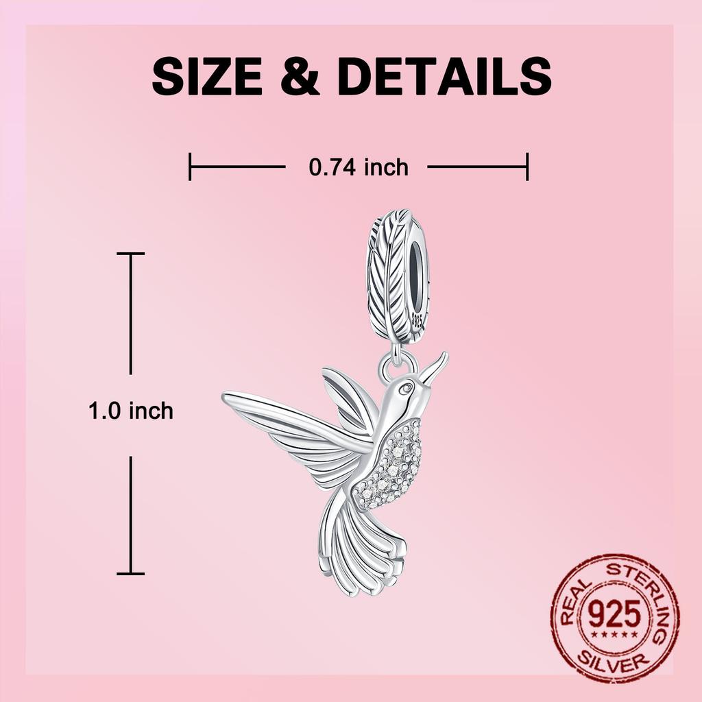 copper Animal Solid Color Hummingbird Bird Pendants Charm Compatible With Authentic Charm Bead Charms Bracelets Women Do It Yourself Jewellery Gift