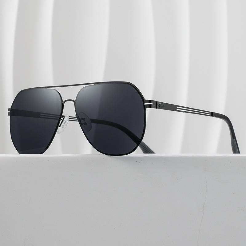 Men's Fashion Aviator Sunglasses - Large Metal Frame, Anti-UV, Double Bridge