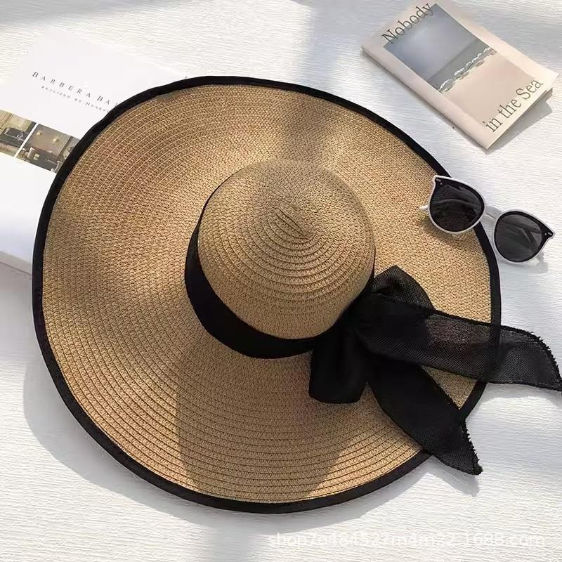 French Small Daisy Large Brim Breathable Straw Hat Women's Summer Seaside Vacation Woven Hat Raffia Sun Hat Tide