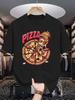 Pizza Graphic Tee Men Summer Casual Short Sleeve Round Neck Breathable Knit TShirt