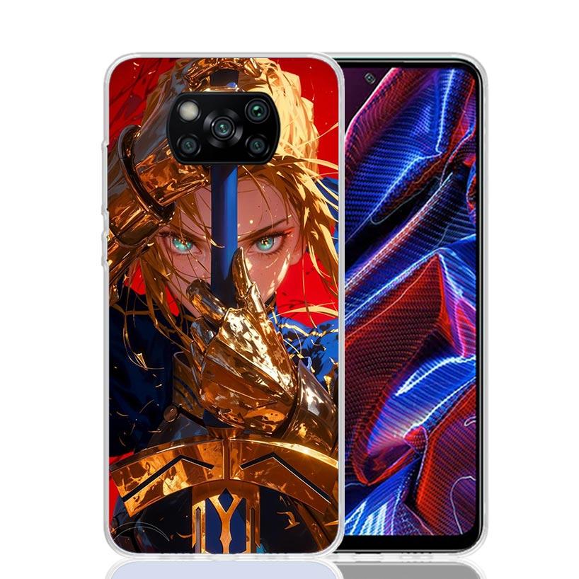 Fate Zero Stay Night Saber Phone Case For Xiaomi Poco X7 X6 X5 Pro F7 Ultra Redmi 15C 15 13 13C 12 12C 10 10A 10C 9 9A 9C 9T Cov