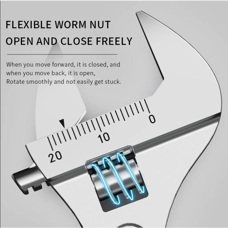 Adjustable Wrench Large Openin Long Handle Universal Spanner Carbon Steel Mechanical Workshop Hand Repair Tools