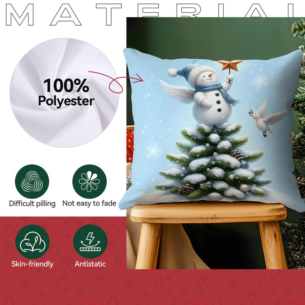 45X45Cm Cartoon Christmas Snowman Pillowcase Bedroom Sofa Cushion Cover 100% Polyester Living Room Cushion Pillowcase Home Decor