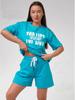 European-American Summer Casual Home Shorts Set - Letter Print Pullover & Short Sleeves