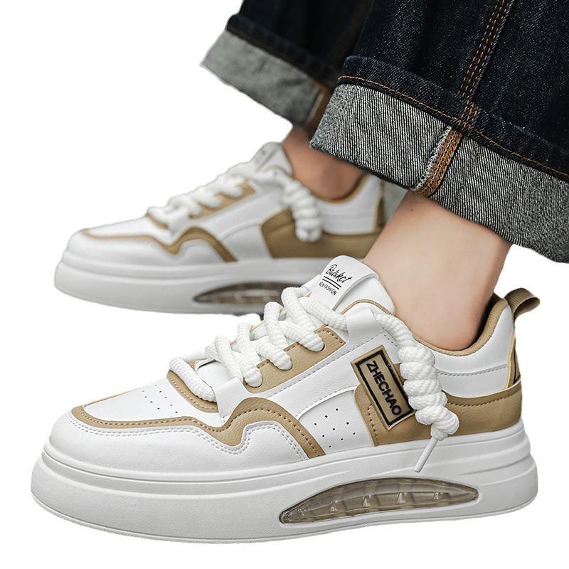 Men's shoes summer breathable niche design sense versatile casual board shoes junior high school sports waterproof heightening small white tide shoes