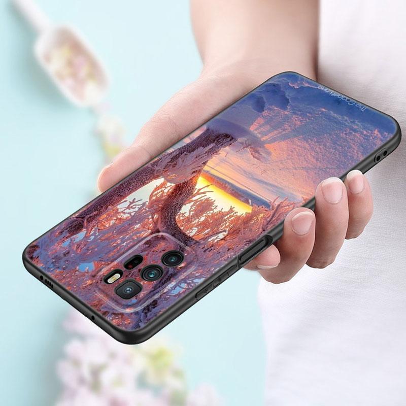 Landscape Winter Light Snow Phone Case For Xiaomi Redmi Note 11 10 9 8 Pro 11T 5G 10T 10S 9S 9T 9i 9C 9A 8T Soft TPU Black Cover