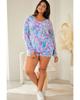 Azura Exchange Floral Print Long Sleeve and Shorts Lounge Outfit