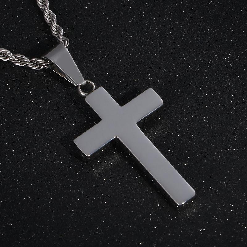 

Male Jewelry Stainless Steel Pendant Necklaces for Men Cross Link Chain Choker Fashion Jewelry Accessory 60cm серебряный