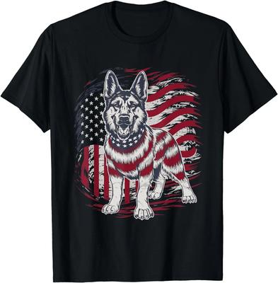 Patriotic German Shepherd American Flag Gift Unisex T-Shirt