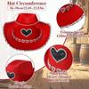 Festival Cowboyhut Set mit Herzbesatz für Geburtstagsfeier Feiertagspartys und Themenveranstaltung Polyester Kunststoff