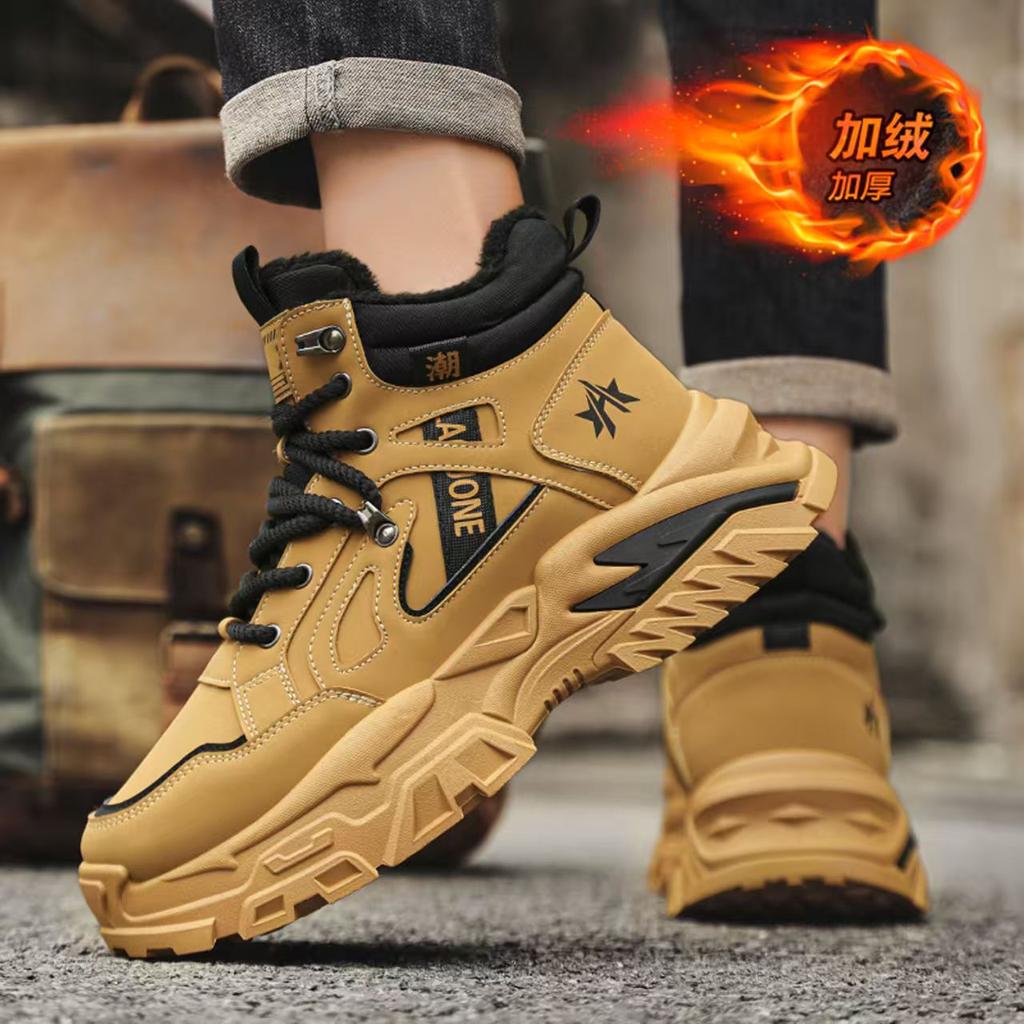 High-top men's shoes winter new velvet warm thickened cotton shoes sports dad shoes outdoor snow boots