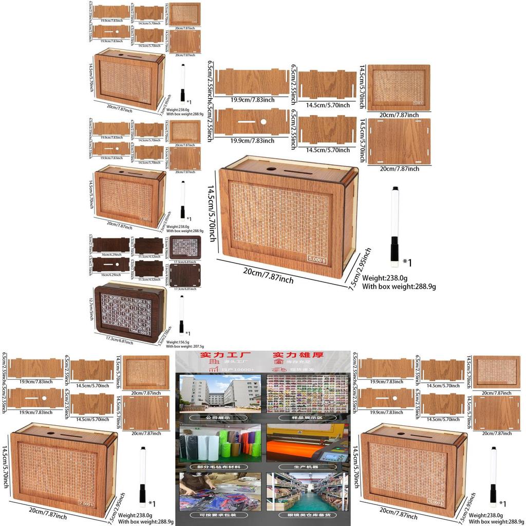 Creative Wooden Money Box With Counter Stylish Euro And Dollar Savings Challenge Container
