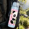 1PC Panda Bear Bamboo Animal Print 750ml Color Plastic Sports Water Bottle Leakproof Flip Straw Lid Suitable for Sports Office Home Use
